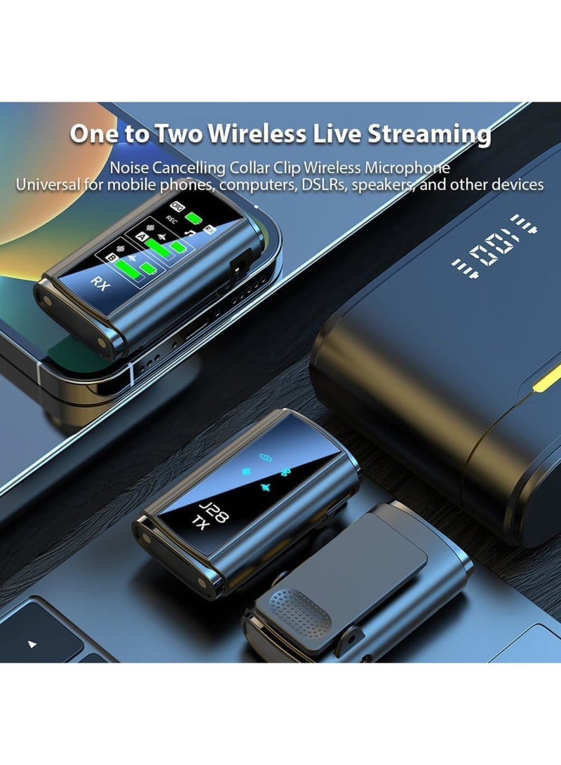 سيوسي ميكروفون لافالير لاسلكي، ميكروفون مزدوج المشبك مع علبة شحن شاشة رقمية، ميكروفونات لاسلكية صغيرة للتوصيل والتشغيل مع تقليل الضوضاء لتسجيل الفيديو، والبث المباشر، واليوتيوب - Image 4